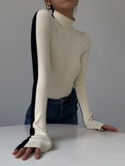 Top bicolore manches longues tricot