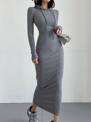 Robe à capuche à taille cordon