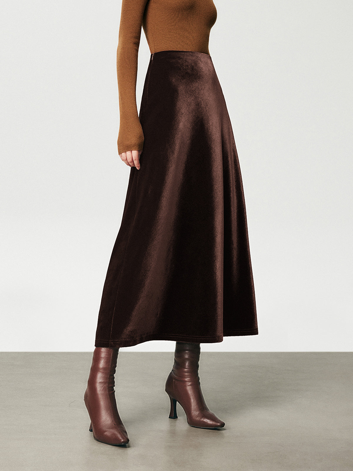 Jupe maxi velours taille haute