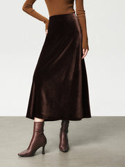 Jupe maxi velours taille haute