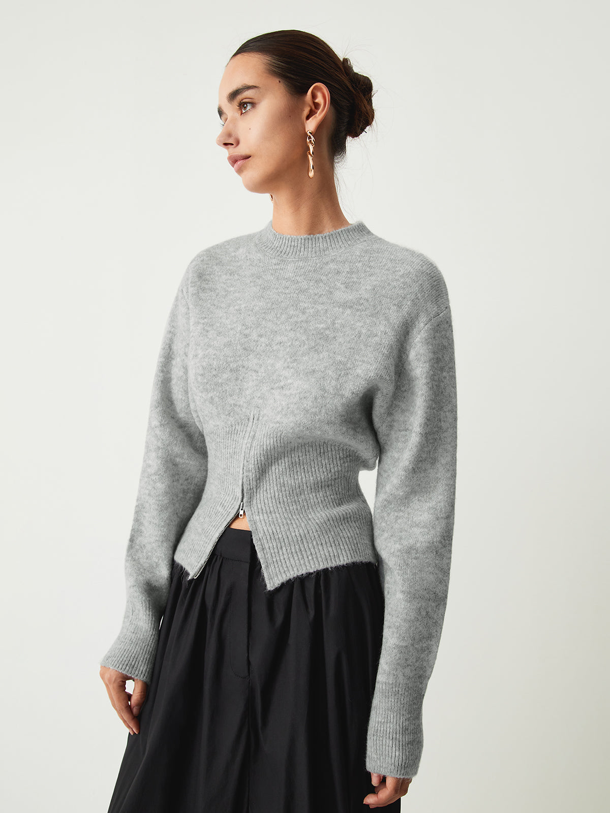 Pull demi-zip duveteux