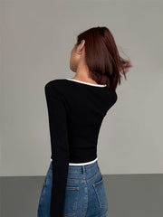 Chemise col carré manches longues