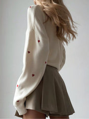 Pull oversize cœur brodé