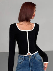 Chemise col carré manches longues