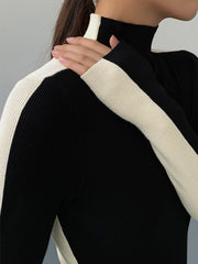 Top bicolore manches longues tricot