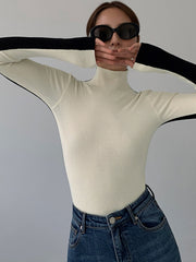 Top bicolore manches longues tricot
