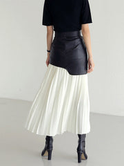 Jupe maxi patchwork simili cuir