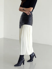 Jupe maxi patchwork simili cuir