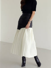 Jupe maxi patchwork simili cuir