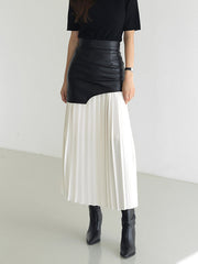 Jupe maxi patchwork simili cuir