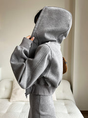 Sweat court gris à zip