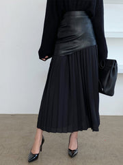 Jupe maxi patchwork simili cuir