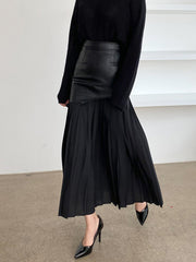 Jupe maxi patchwork simili cuir