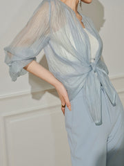Blouse semi-transparente à manches longues