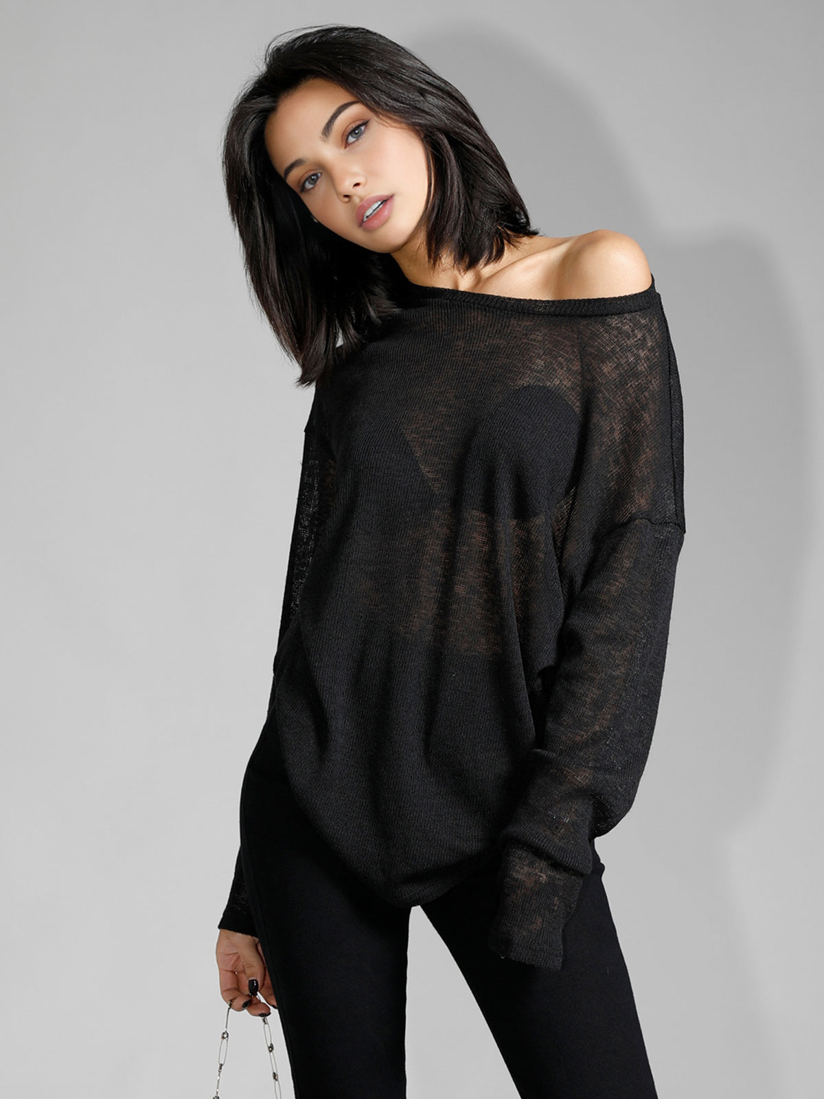 Top manches longues semi-transparent