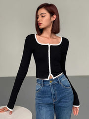 Chemise col carré manches longues