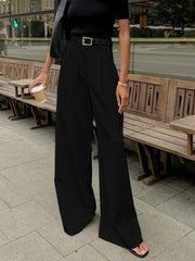 Pantalon ample uni noir, vue portée de face