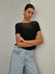 Top tricot manches courtes