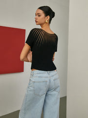 Top tricot manches courtes