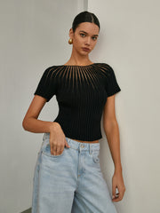 Top tricot manches courtes