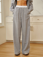 Pantalon rayé à taille élastique, vue portée de face