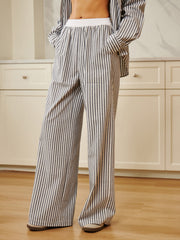 Pantalon rayé à taille élastique, vue portée de face