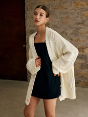 Cardigan oversize en maille torsadée