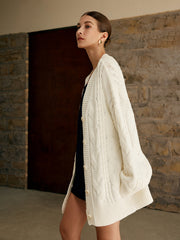 Cardigan oversize en maille torsadée