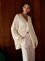 Cardigan oversize en maille torsadée