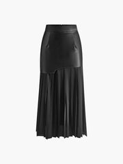 Jupe maxi patchwork simili cuir
