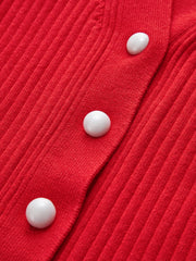 Cardigan volanté boutonné manches longues