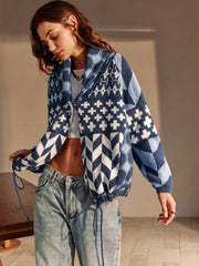 Cardigan imprimé bohème col revers