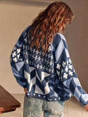 Cardigan imprimé bohème col revers