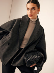 Manteau ample anthracite col châle