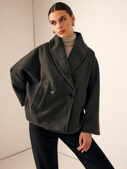 Manteau ample anthracite col châle