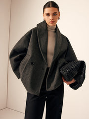 Manteau ample anthracite col châle