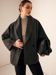 Manteau ample anthracite col châle