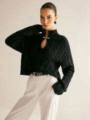 Top col montant maille coton