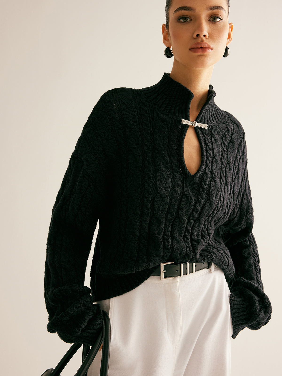 Top col montant maille coton