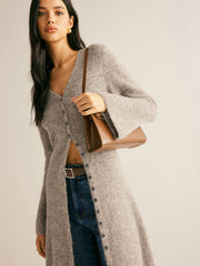 Robe pull col V boutonnée