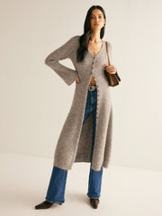 Robe pull col V boutonnée