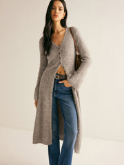 Robe pull col V boutonnée
