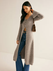 Robe pull col V boutonnée