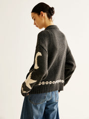 Cardigan poches zip revers