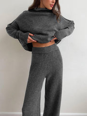 Ensemble pull col roulé tricot