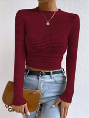 Pull gaufré slim col rond