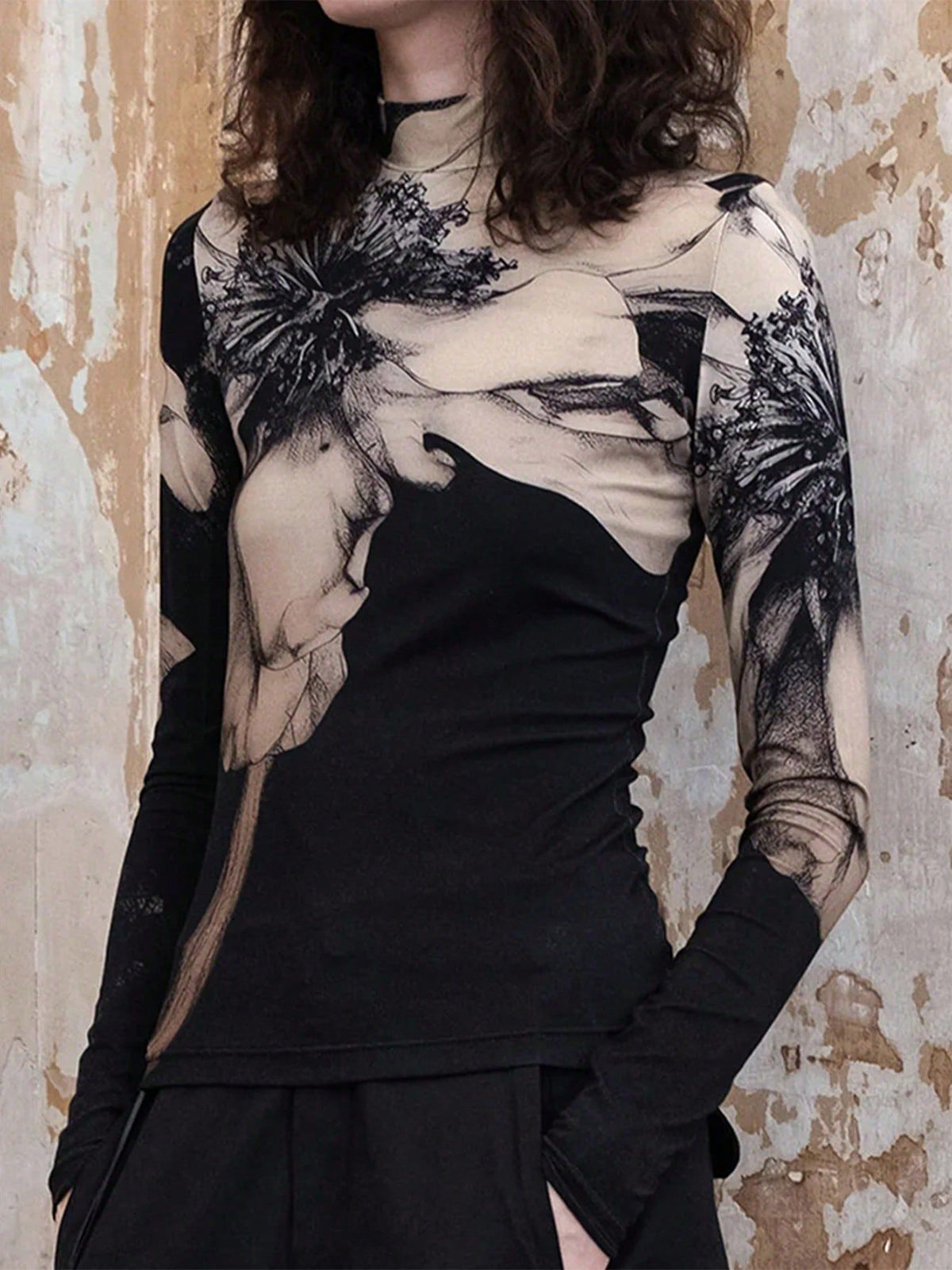 Chemise imprimée col montant