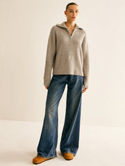 Ensemble pull zippé laine