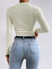 Pull gaufré slim col rond