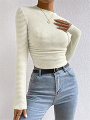 Pull gaufré slim col rond